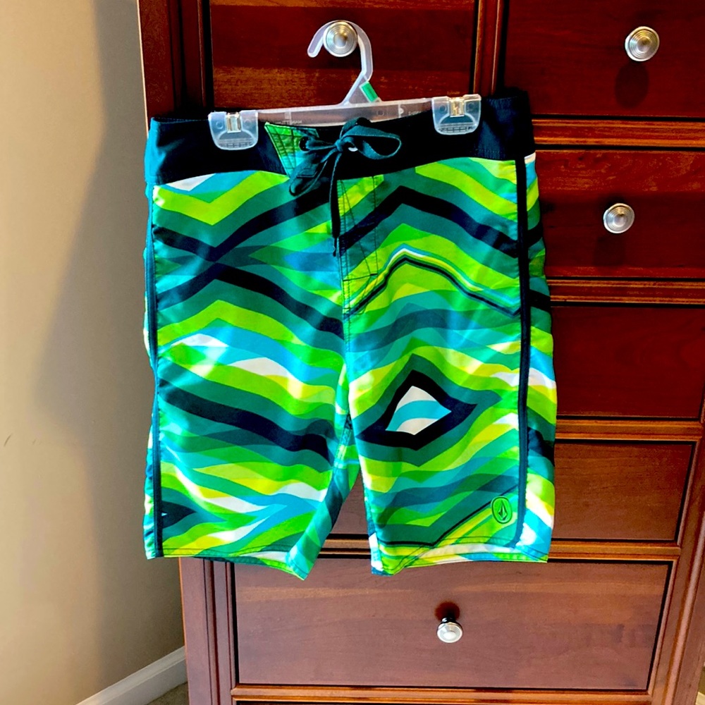 Volcom men’s board shorts, style:blocko, size 29, green and blue, C0821531